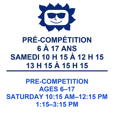 Pré-compétition 6-17 ans Samedi 10h15 à 15h15