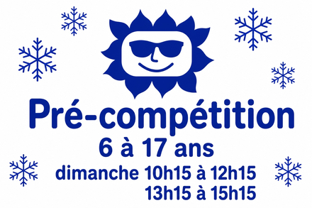 Pre-competition 6-17 years Sunday 10:15 am to 3:15 pm