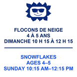 Snowflakes 4 and 5 years Sunday 10:15 am to 12:15 pm